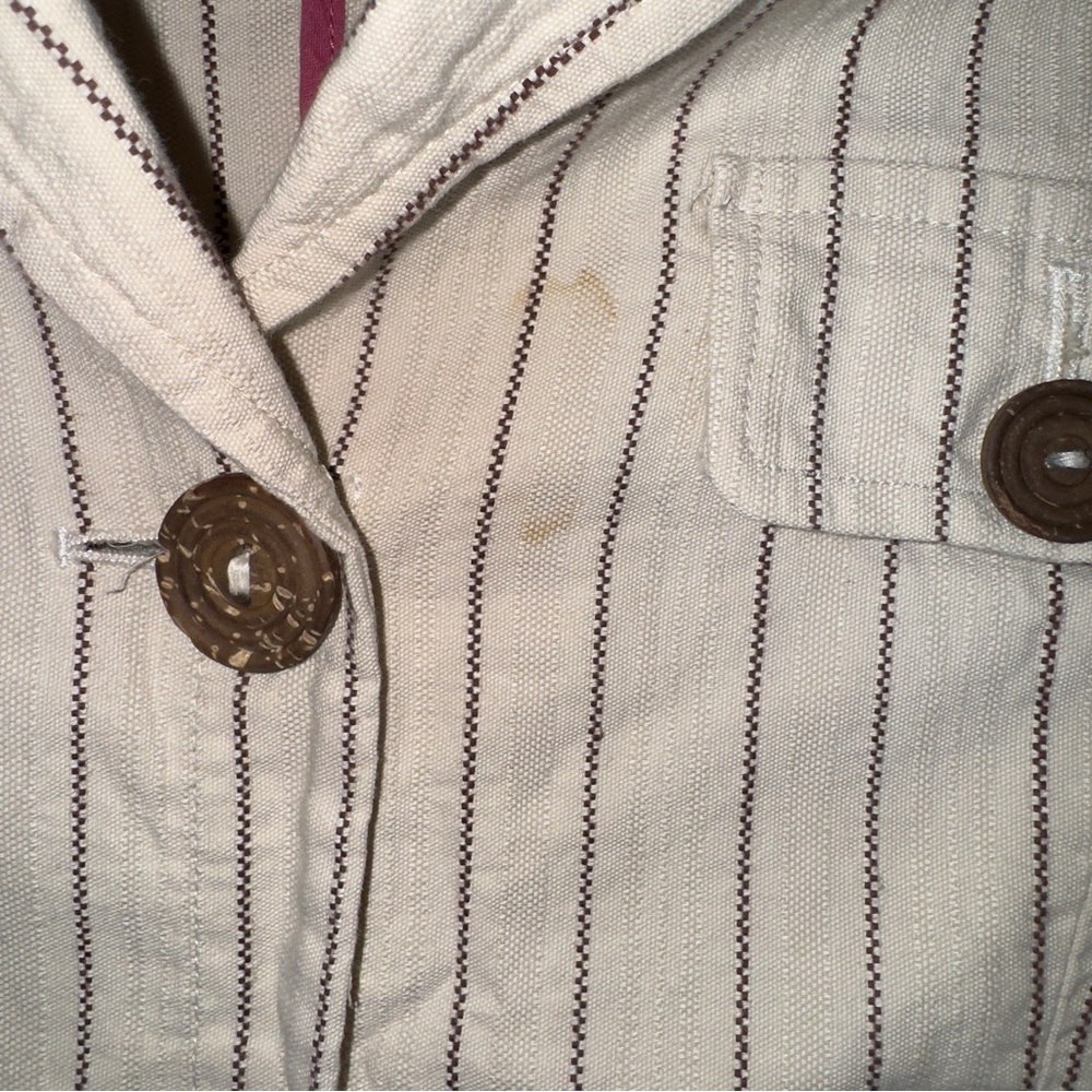 Tibi Women’s Striped Cotton Blazer‎ Jacket Beige Brown Button Front Size 2 - Picture 4 of 12